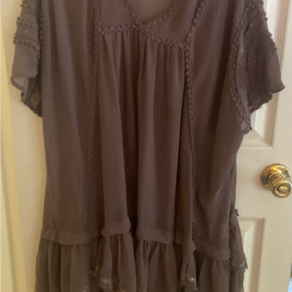 Free People Brown Flutter Sleeve Mini Dress